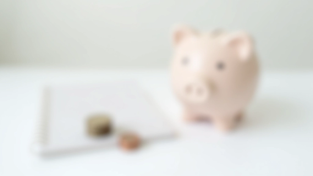 Piggy bank with coins next to savings account passbook and monthly savings tracker chart